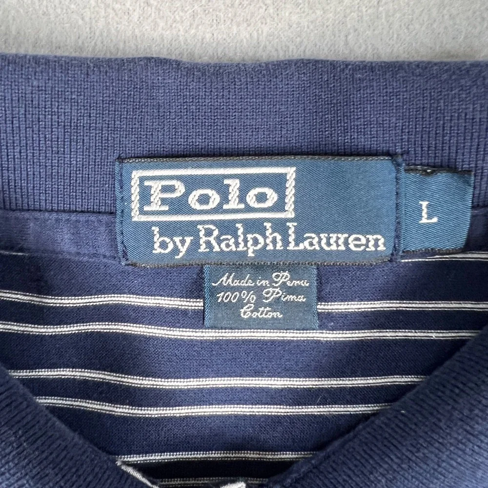 Ralph Lauren Polo Shirt Mens Large Striped Pima Cotton Preppy Casual Old‎ Money